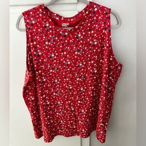 Lands End red, white & blue star print sleeveless top tank sz 1x